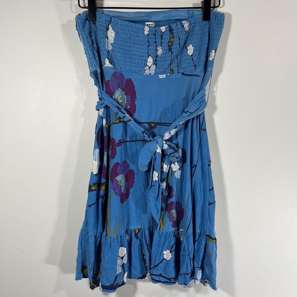 Free People Blue Floral Strapless Mini Dress Women's Small - Picture 8 of 12